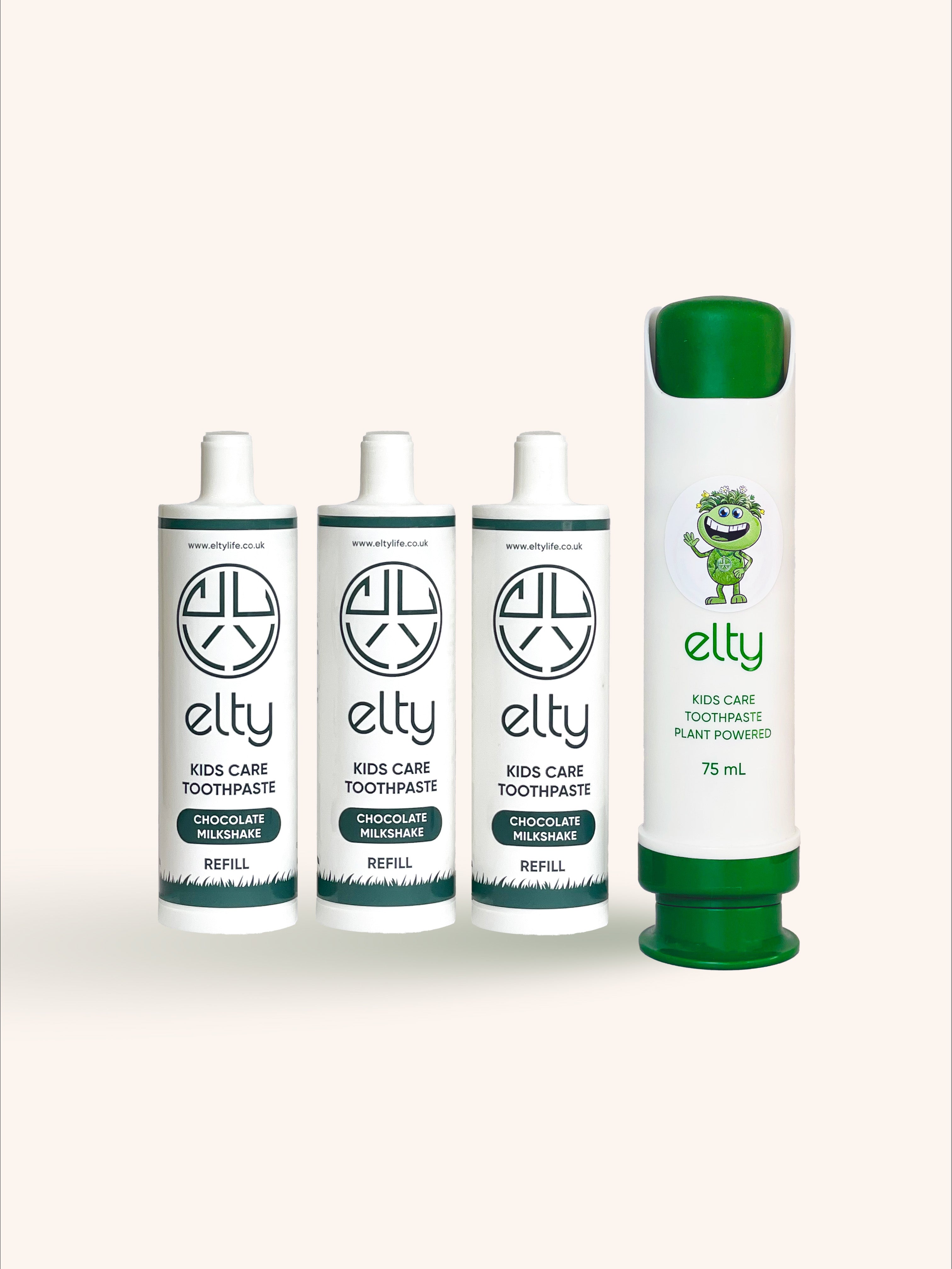 Elty Kids Care Toothpaste Set, Chocolate Milkshake, 2+ years