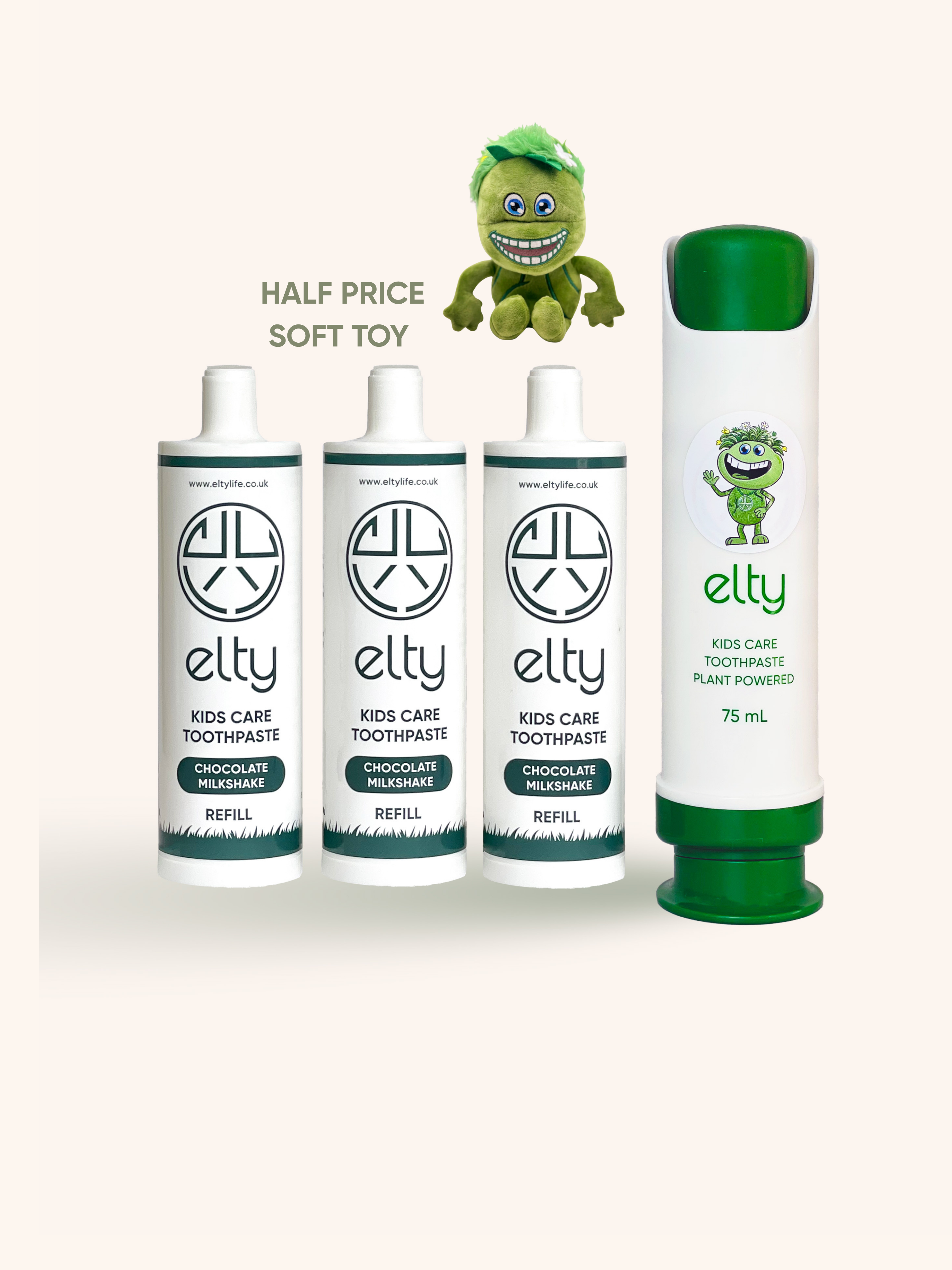 Elty Kids Toothpaste Chocolate Milkshake Starter Pack, 225ml, 2+years