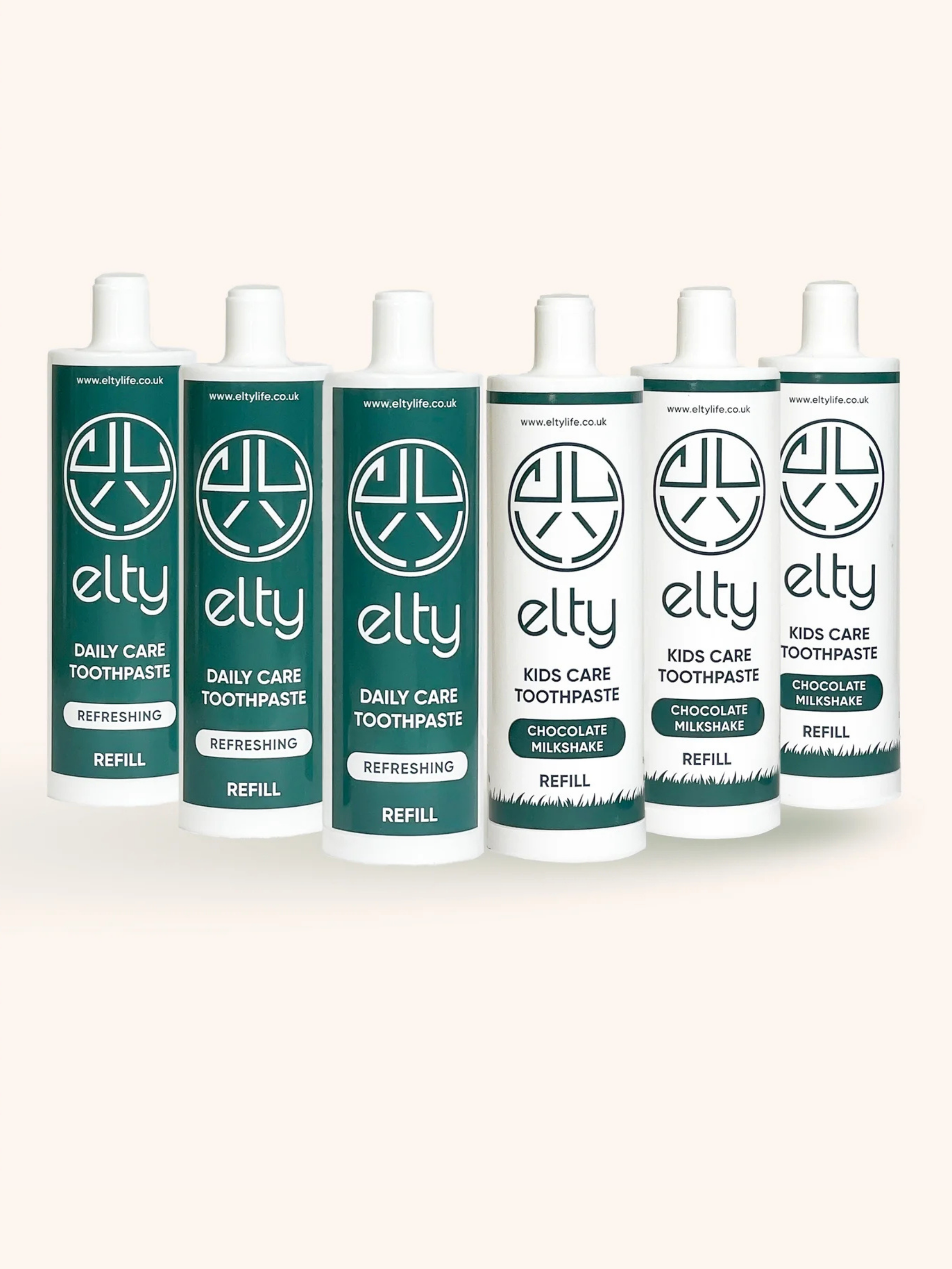 Elty Toothpaste Family Refill Package, 450ml Pine & Chocolate Milkshake flavour