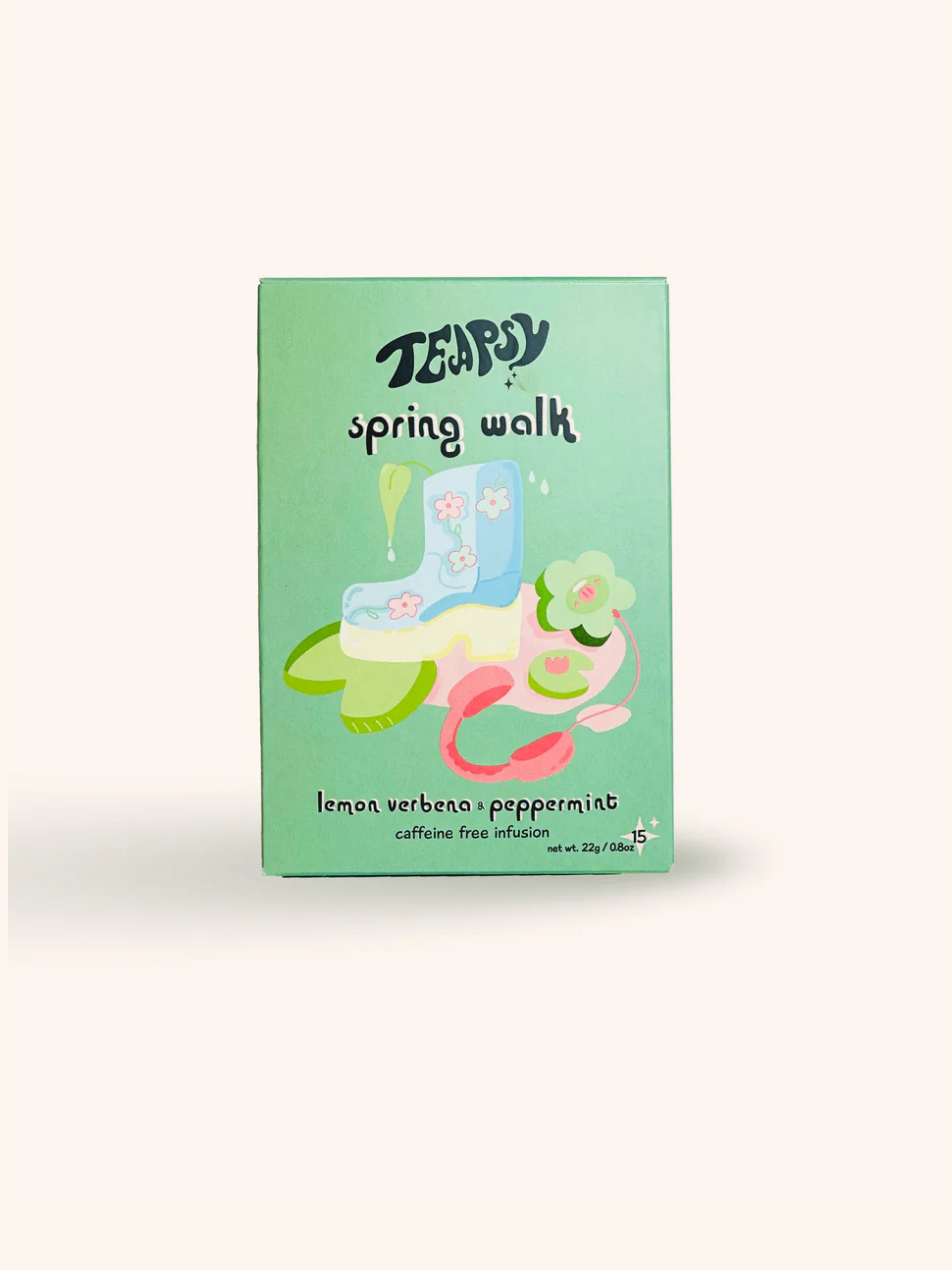 Caffeine-Free Herbal Tea – Teapsy Spring Walk | Lemon Verbena & Peppermint,15 bags